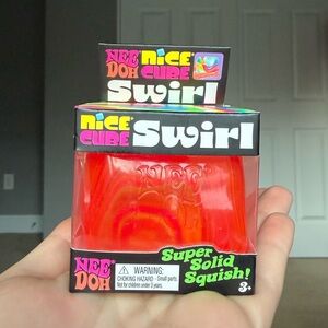Nee Doh Nice Cube Swirl Squish Toy - Red/Orange Swirl